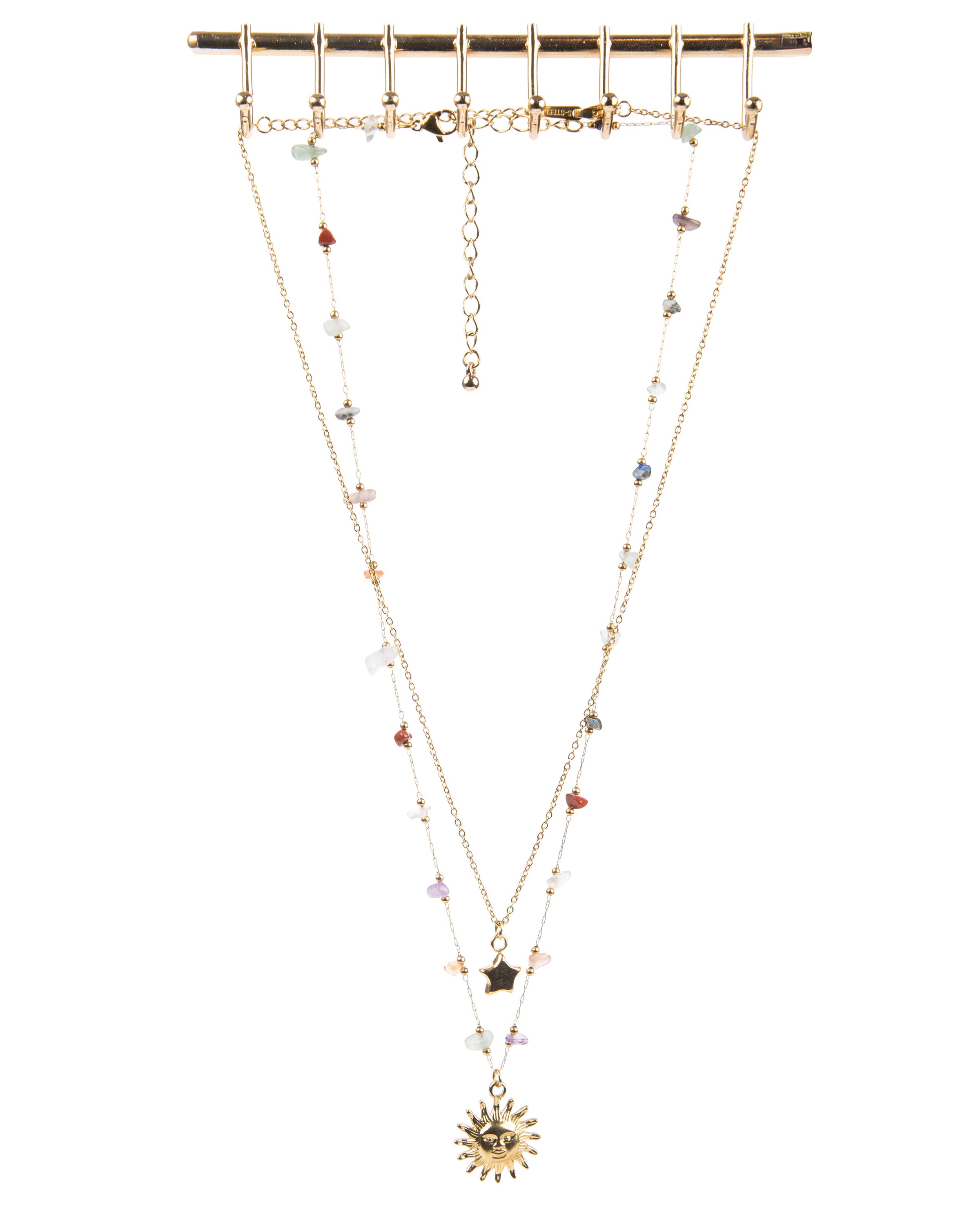 Edelstahl Kettenset 18K vergoldet  Stern und Sonne