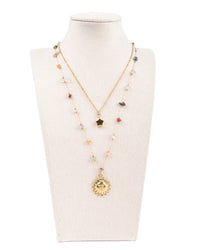 Edelstahl Kettenset 18K vergoldet  Stern und Sonne