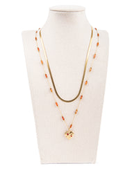 Edelstahl Kettenset 18K vergoldet  Karneol Herz