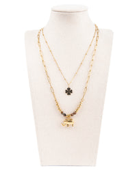 Edelstahl Kettenset 18K vergoldet "doppeltes Glück"