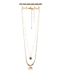 Edelstahl Kettenset 18K vergoldet "doppeltes Glück"