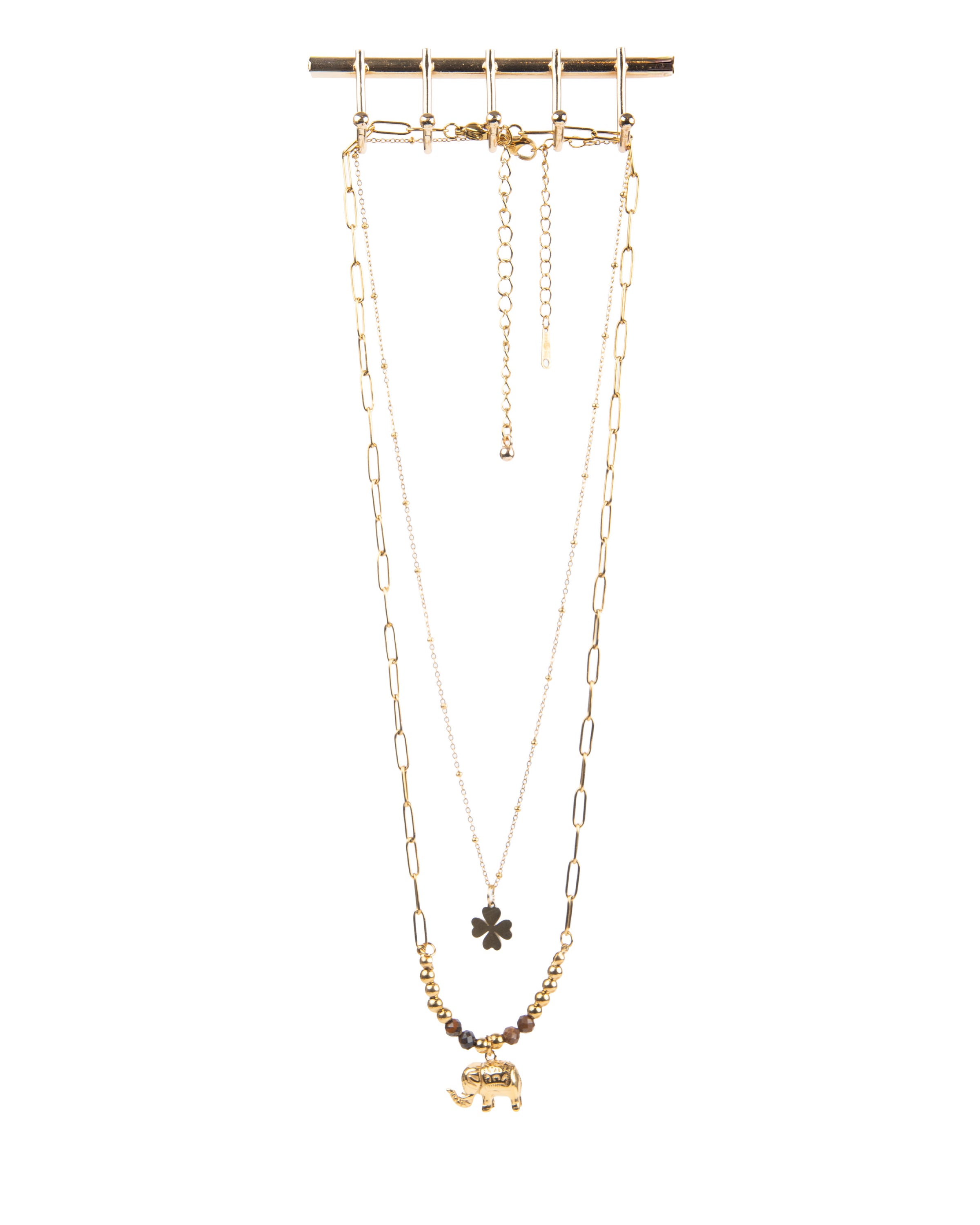 Edelstahl Kettenset 18K vergoldet "doppeltes Glück"