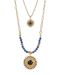 Edelstahl Kettenset 18K vergoldet  Stern und Sonne