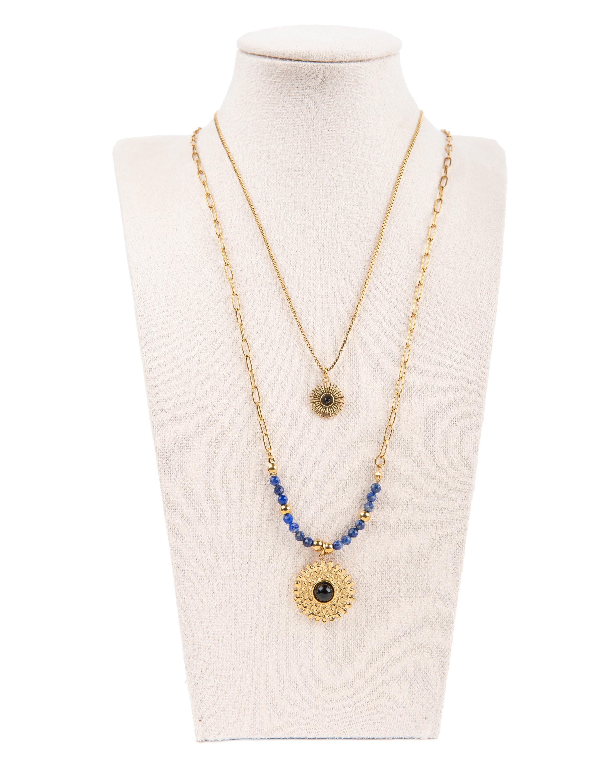 Edelstahl Kettenset 18K vergoldet  Stern und Sonne