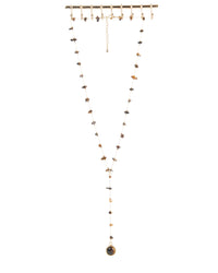 Edelstahl Y-Kette 18K vergoldet mit Tiegerauge-Anhänger