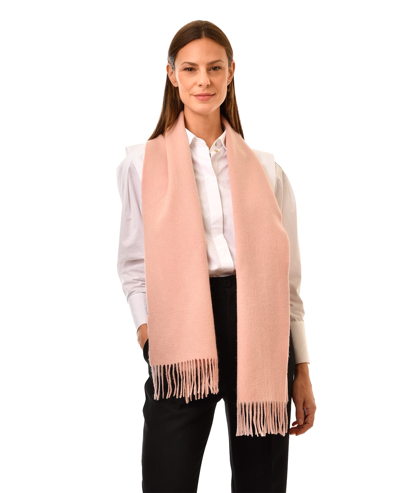 Echarpe 100% cachemire, 180 x 30, tissée, uni rose