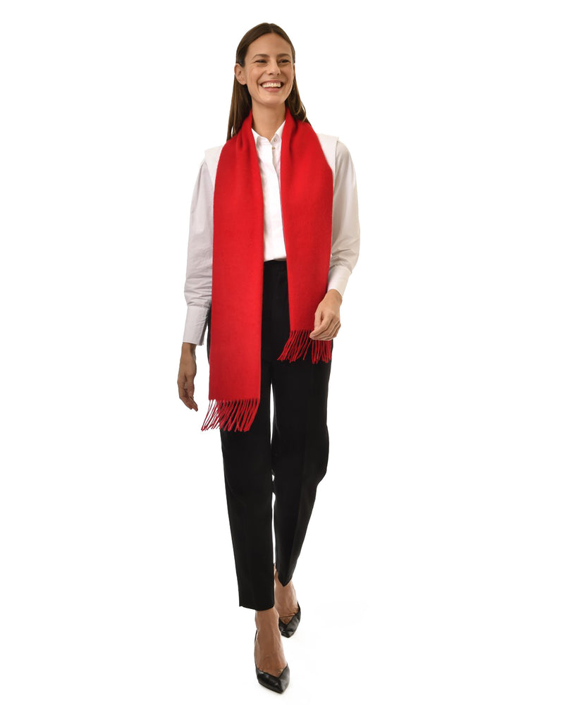 Écharpe de cachemire rouge unie