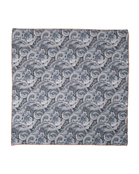 Seidentuch Baumwolle und Seide quadratisch  65x65cm, Paisley blau grau