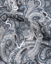 Seidentuch Baumwolle und Seide quadratisch  65x65cm, Paisley blau grau