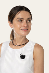 Swan" brooch, black