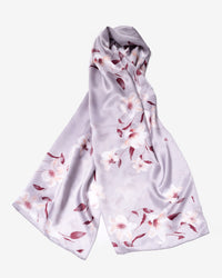Silk scarf hibiscus gray
