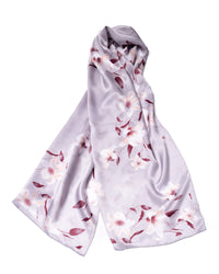 Silk scarf hibiscus gray