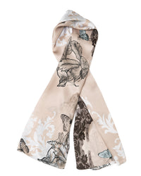 Silk scarf Lace taupe black