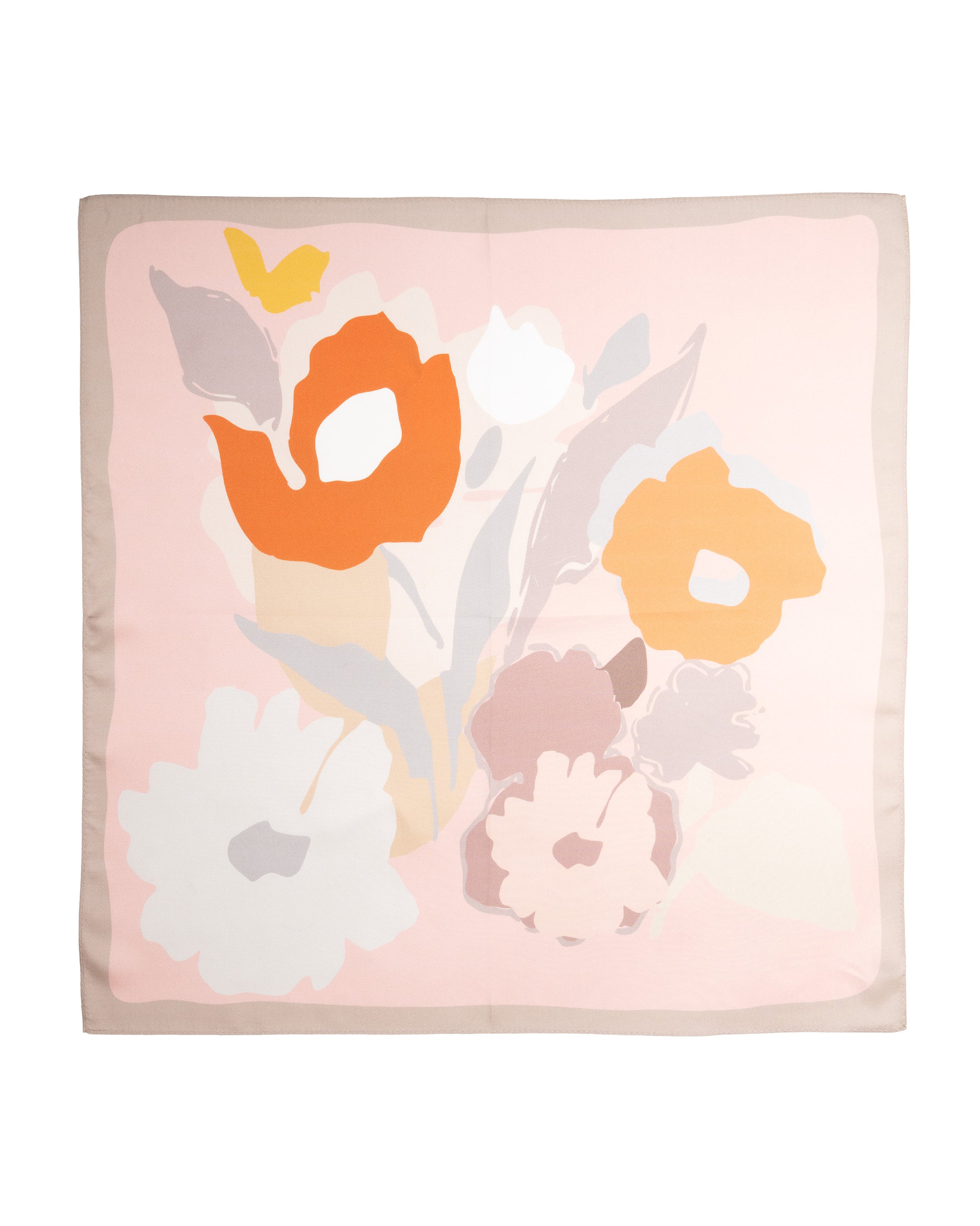 Seidentuch Premium Twill-Seide quadratisch 64x64cm, Wiesenblumen aprikose