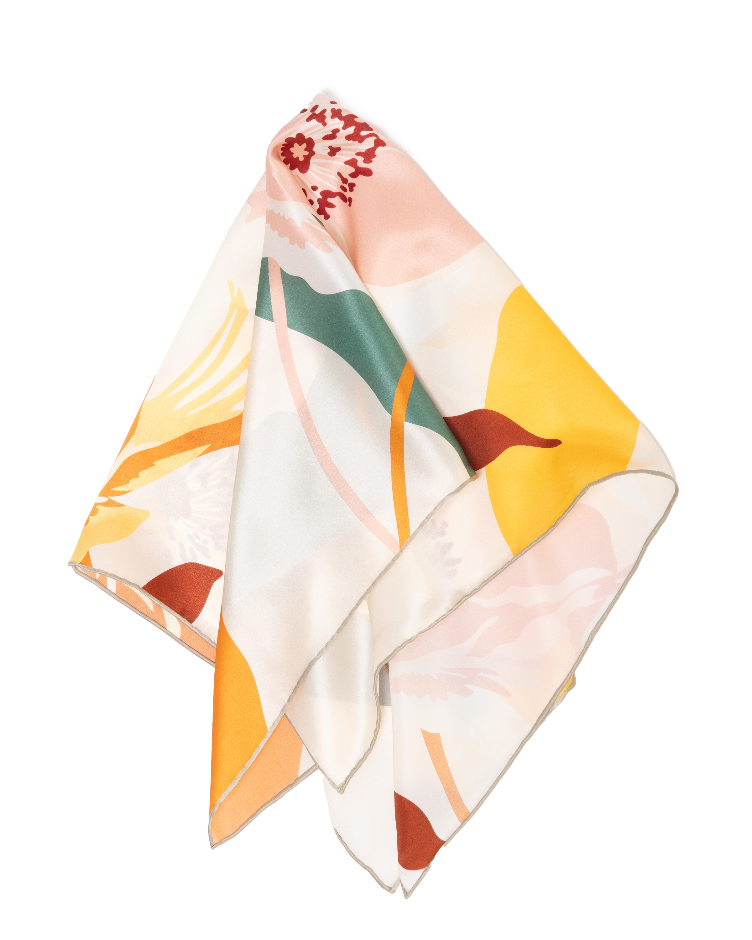 Seidentuch Premium quadratisch 64x64cm handrolliert, Blütenpoesie