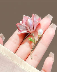 Broche MayTree "Fleur de margarite", rose