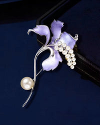 MayTree Brosche Orchideen Eleganz, handbemalt mit Zierperlen