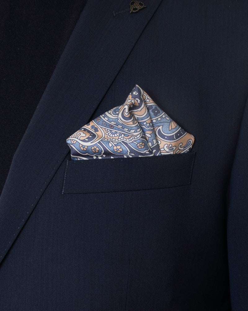 Men's silk scarf paisley light blue