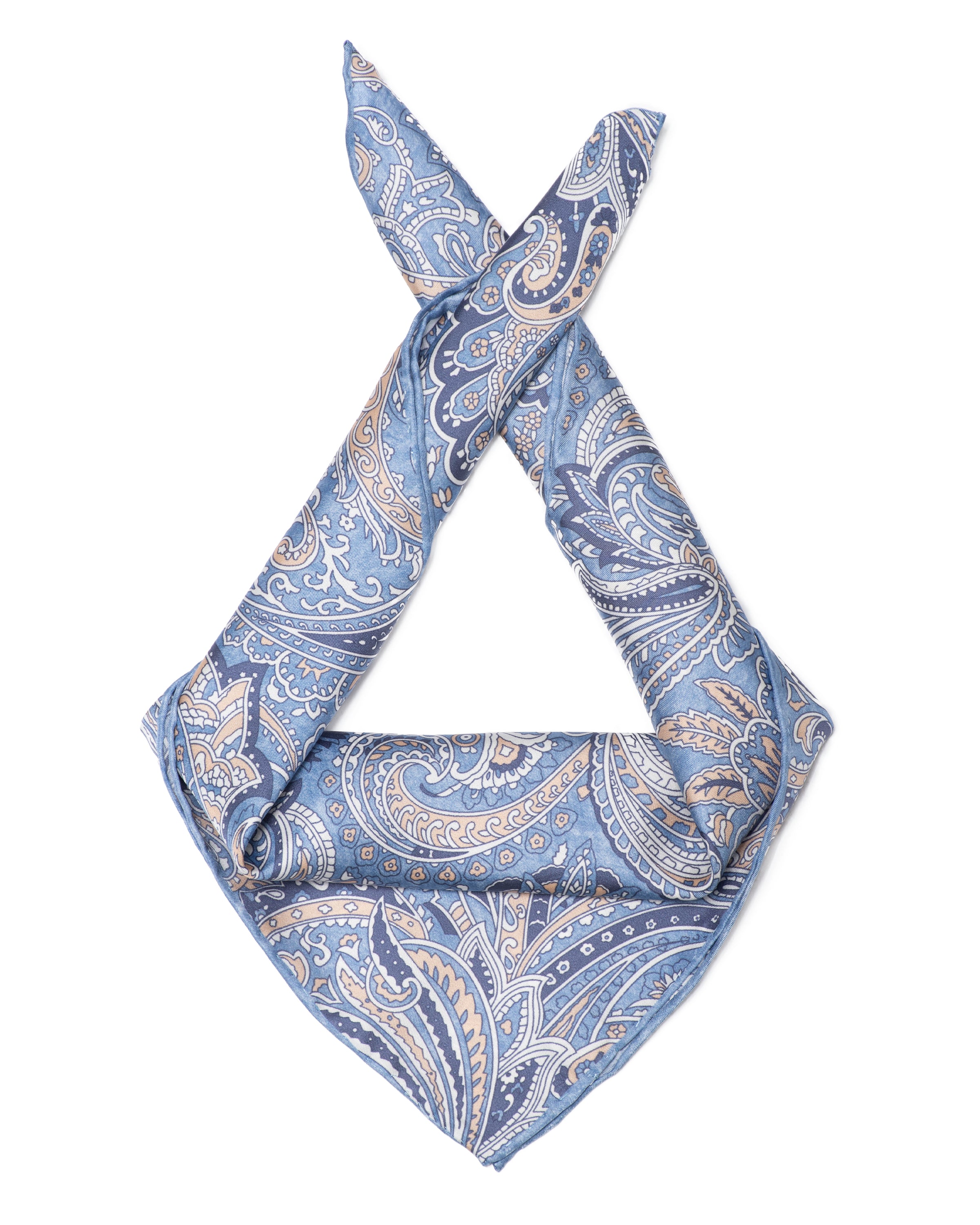 Men's silk scarf paisley light blue