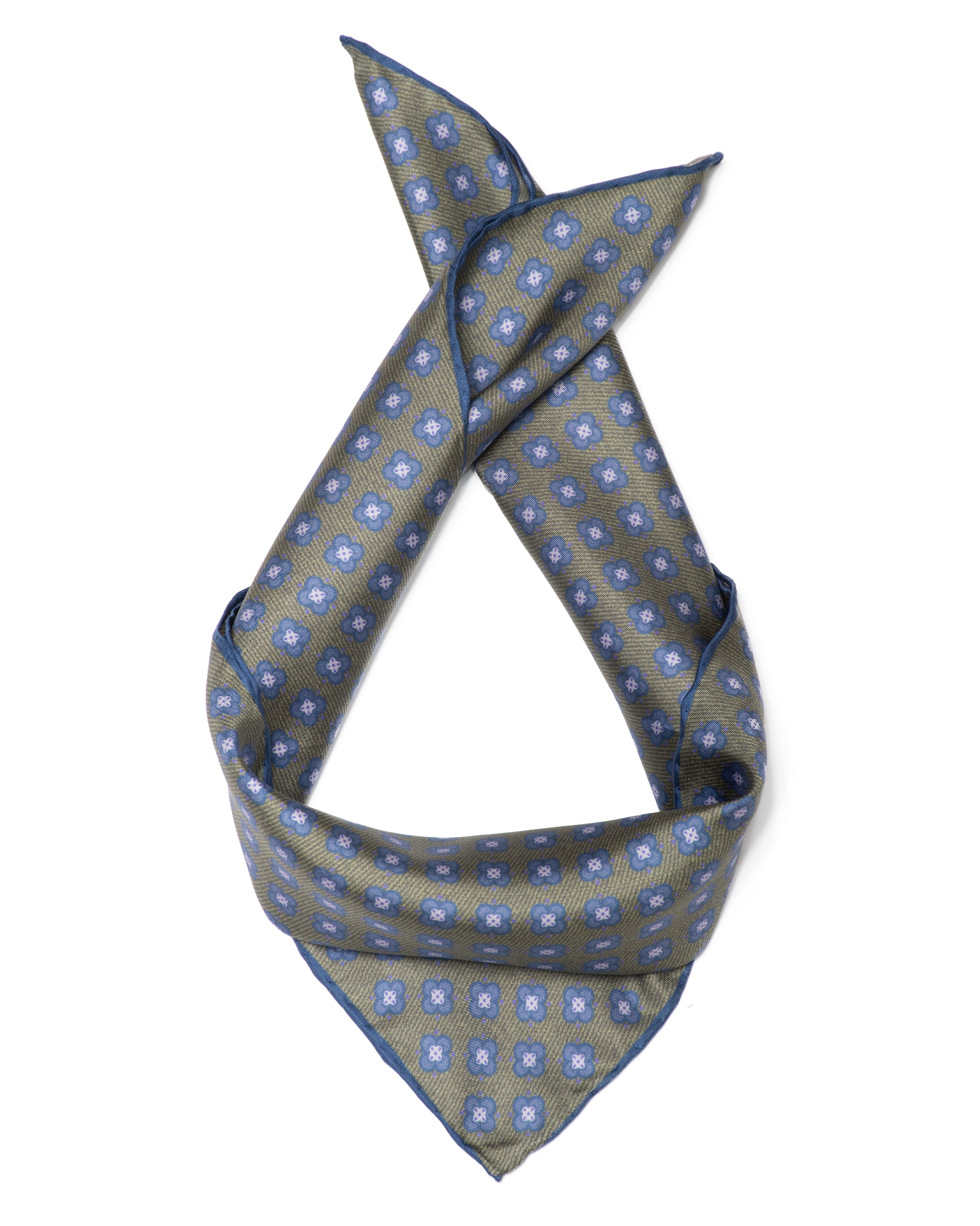 Men's silk scarf subtle pattern green