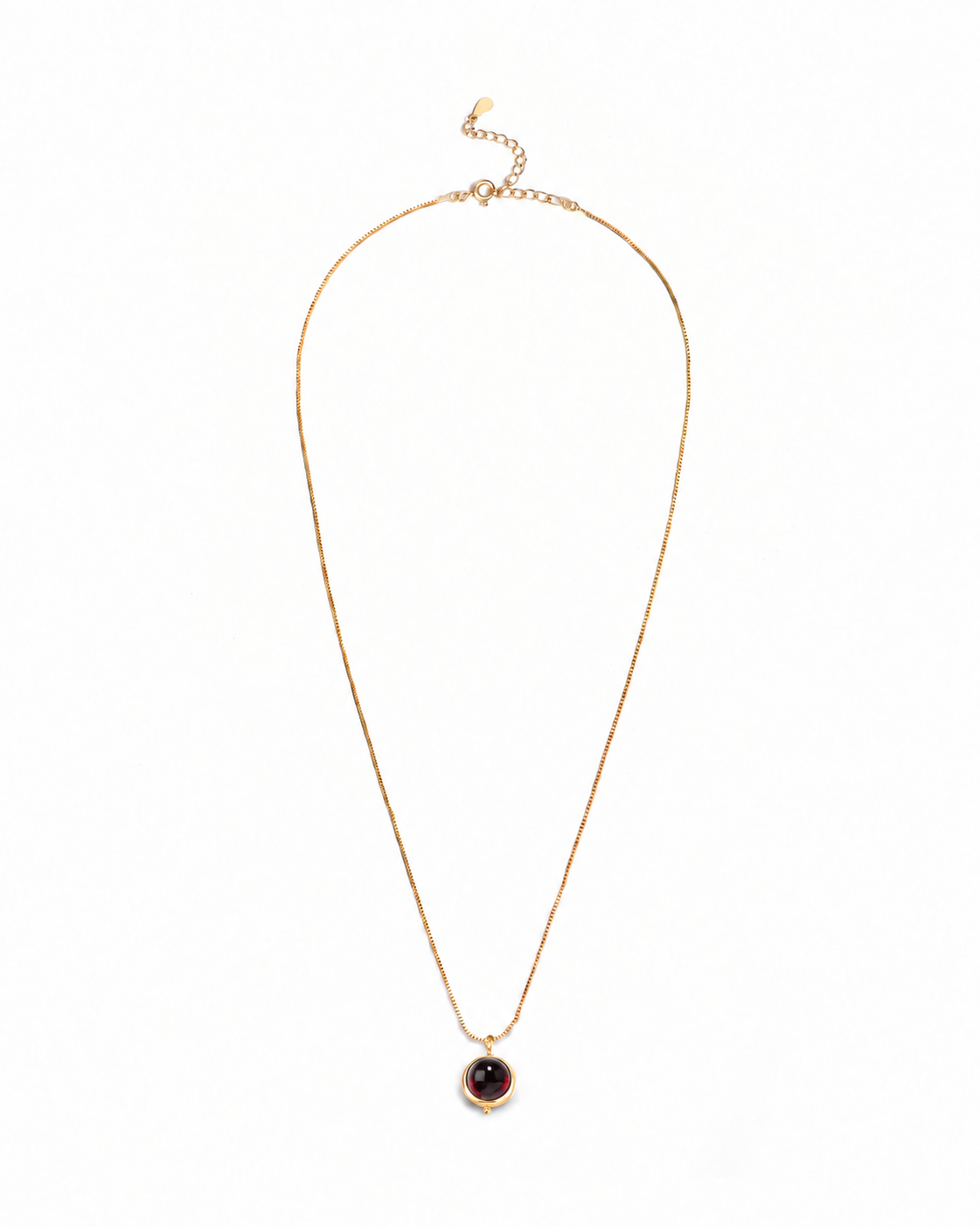 MayTree Edelsteinkette Rondo, Granat, 18K vergoldet