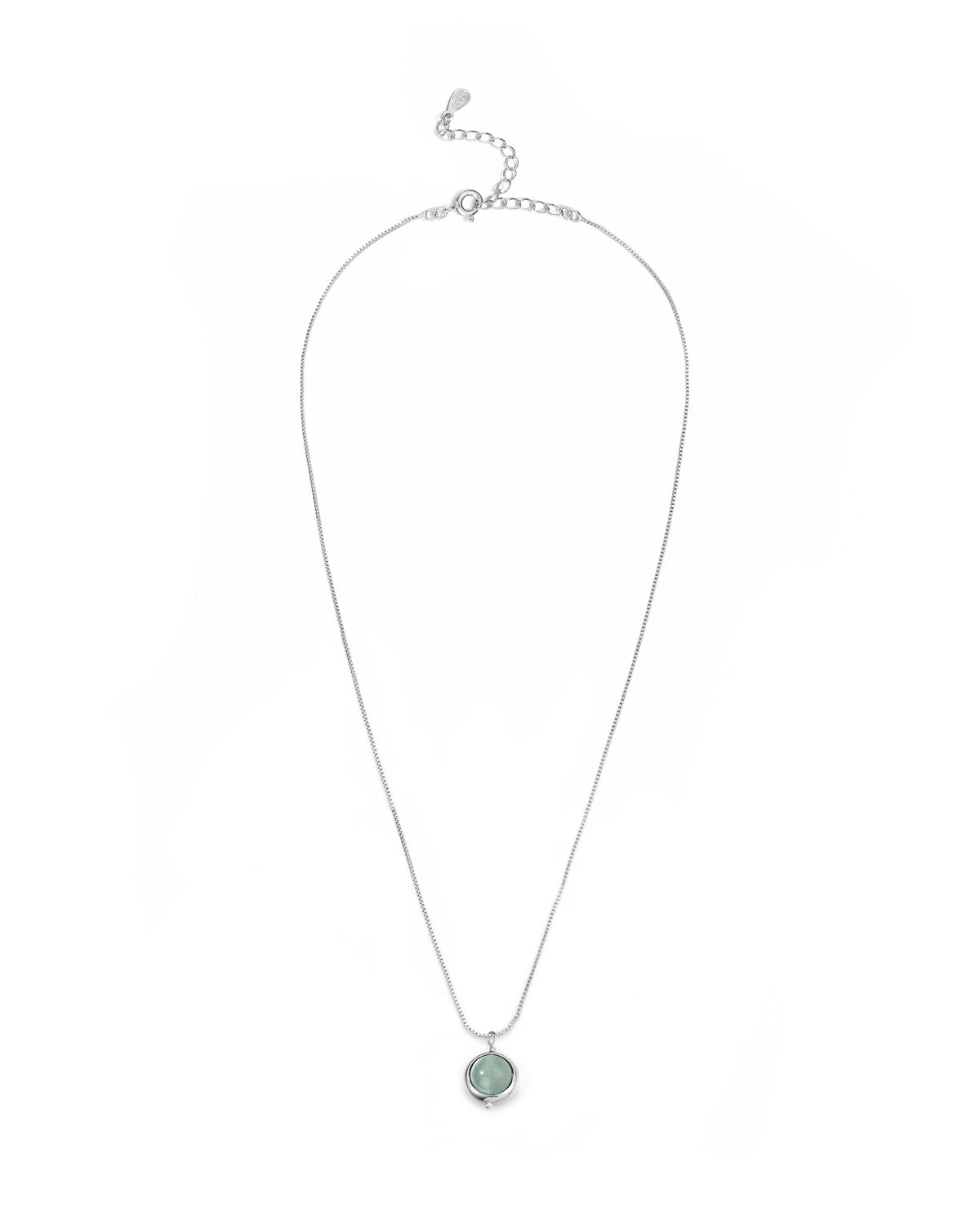 MayTree Edelsteinkette Rondo, Aventurin, silberfarbene Kupferkette, 45 cm