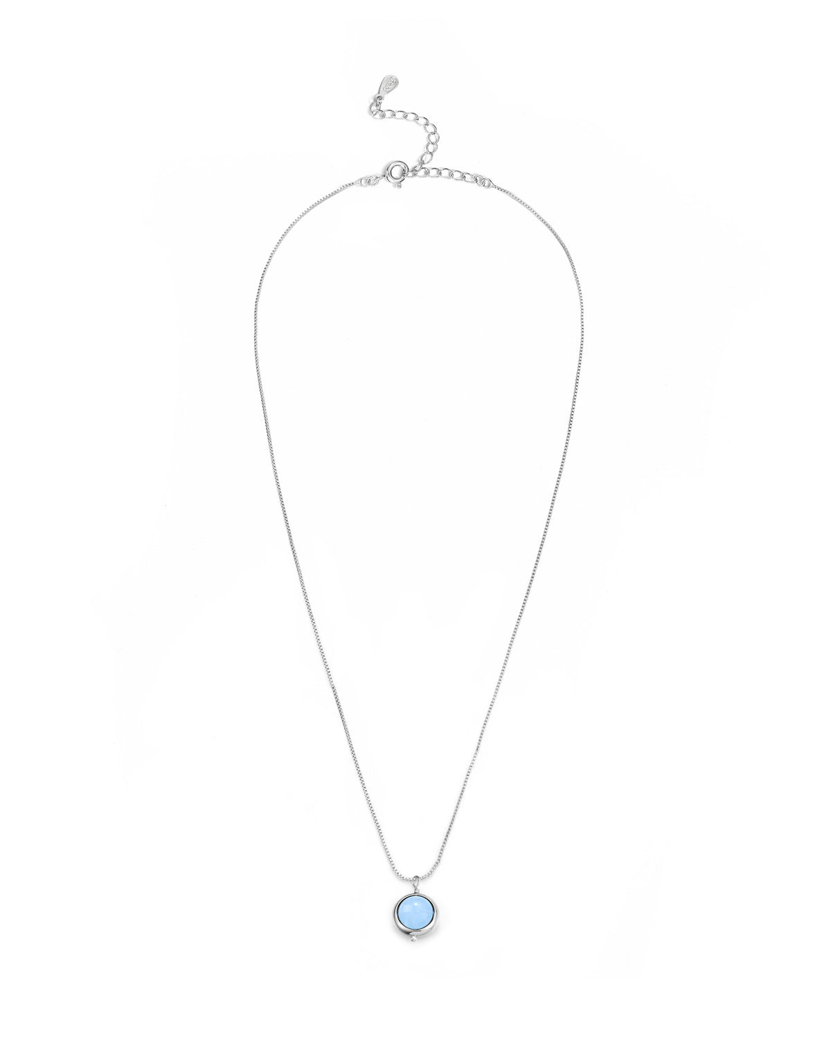 MayTree Edelsteinkette Rondo, Aquamarin, 45 cm, versilbert