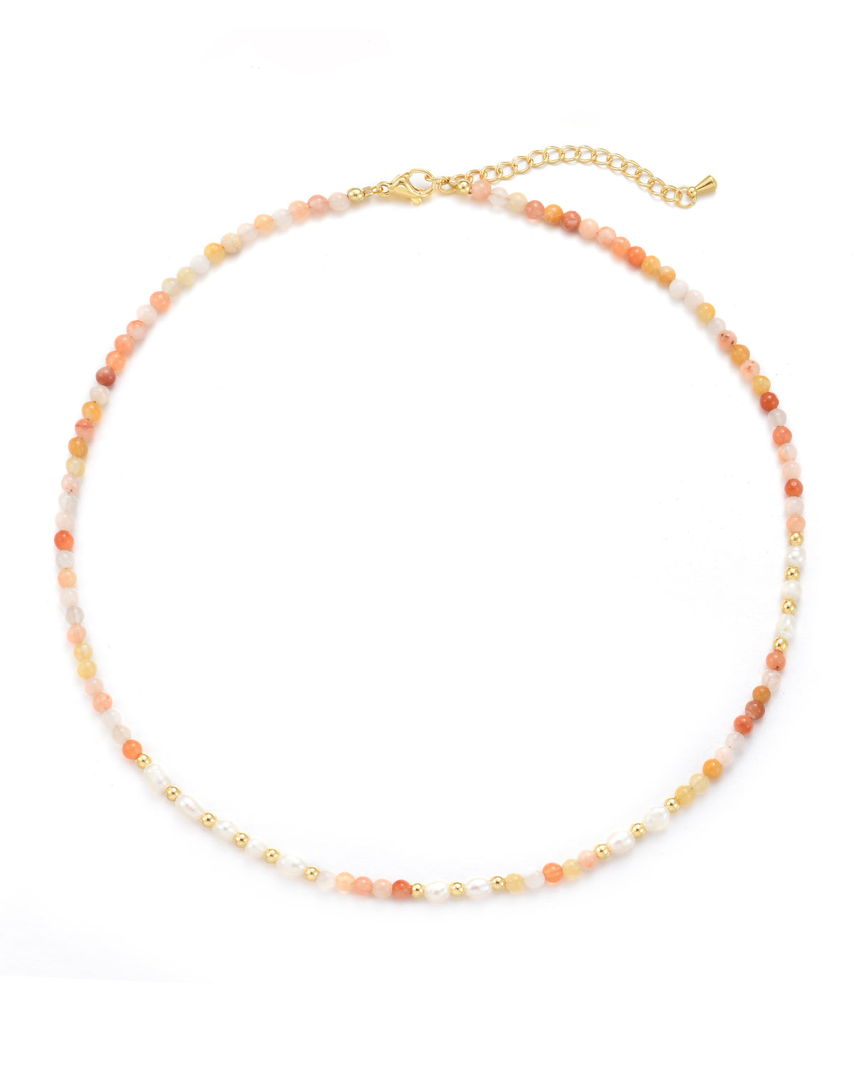 MayTree Edelsteinkette mit Karneolvariationen hell, vergoldet, 45 cm