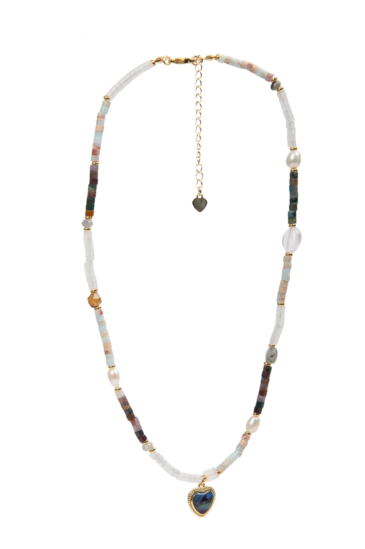 Edelsteinkette mit Herzanhänger Abalone