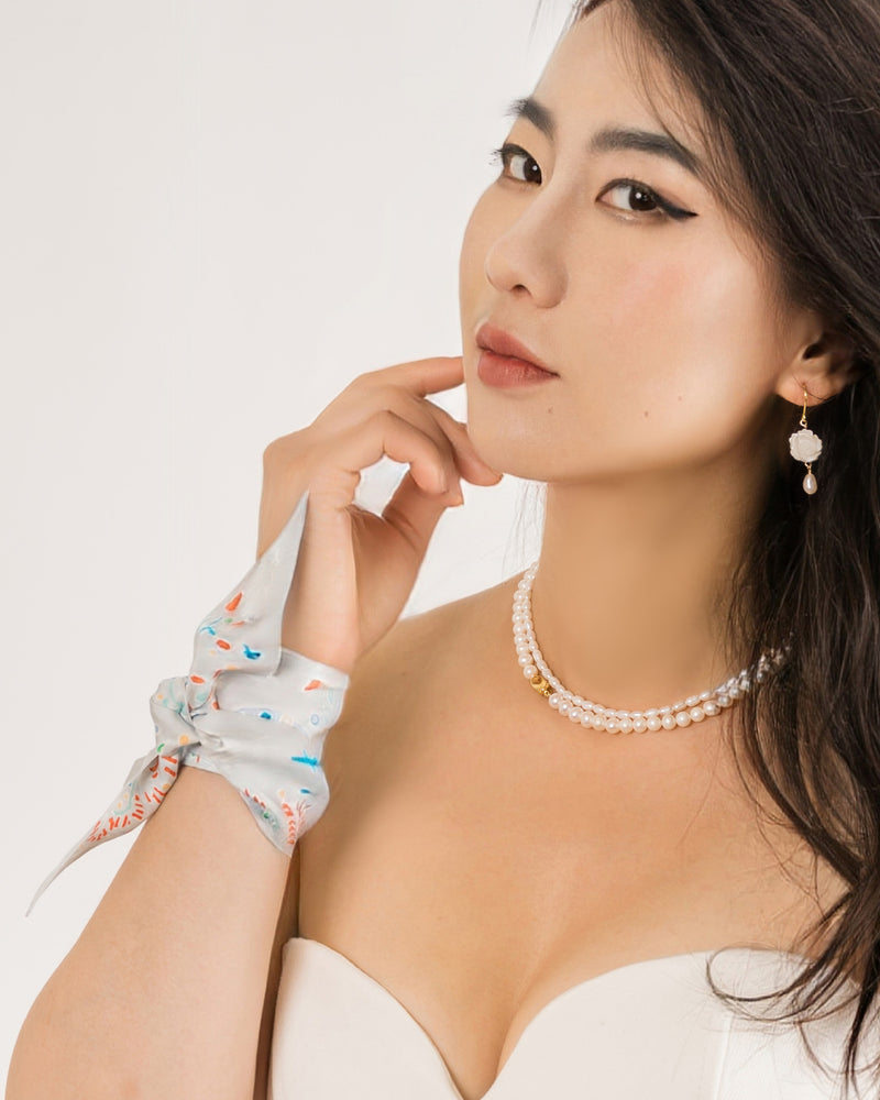 Seidenbandeau schmal beidseitig, playground  5 x 88 cm