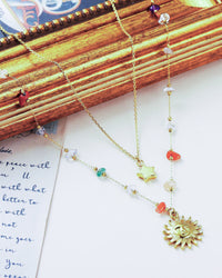 Edelstahl Kettenset 18K vergoldet  Stern und Sonne