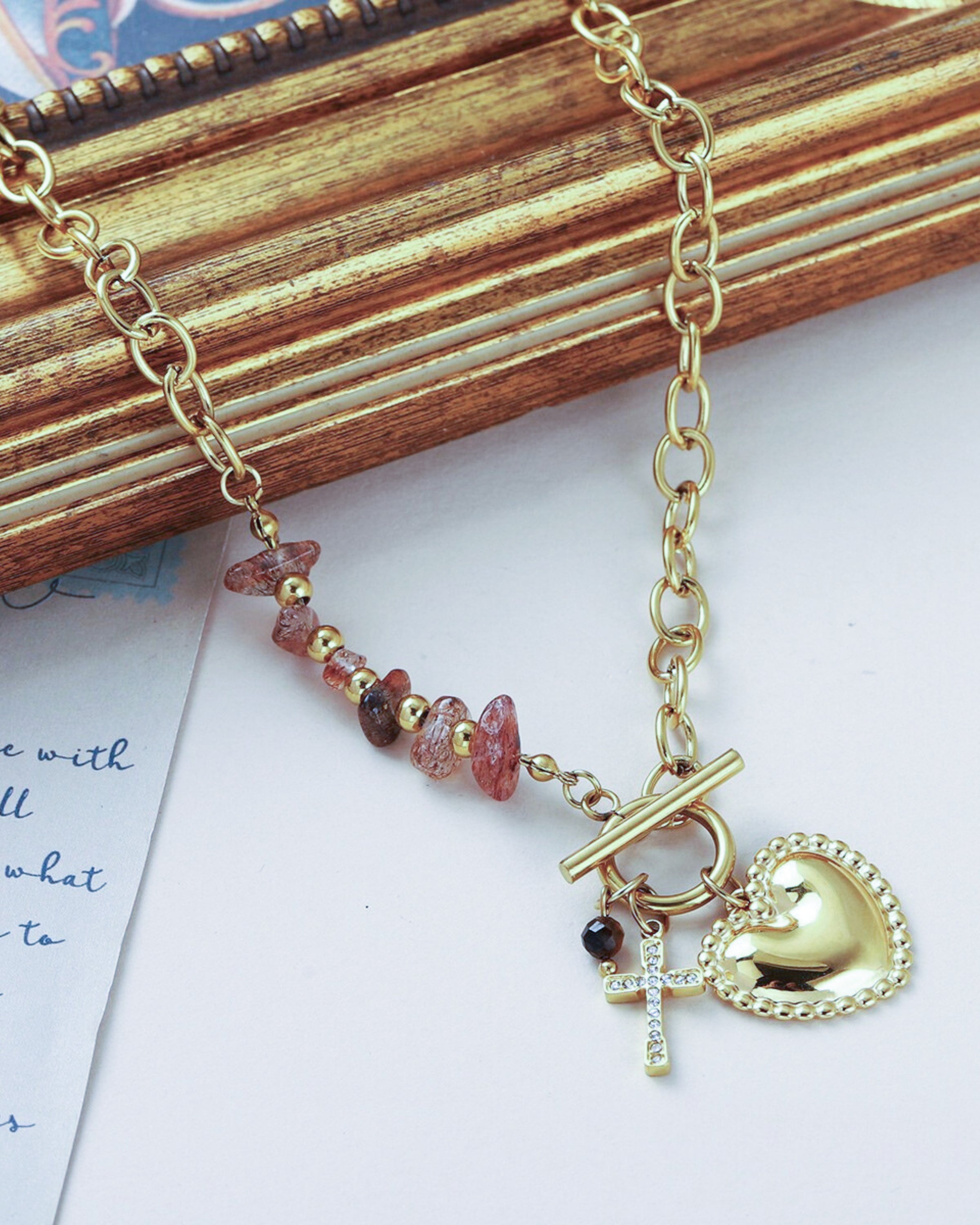 Edelstahl Kette 18K vergoldet mit einem Herzanhänger