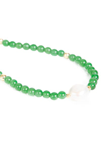 Perlen Kette "Audrey" grüner Chalcedon