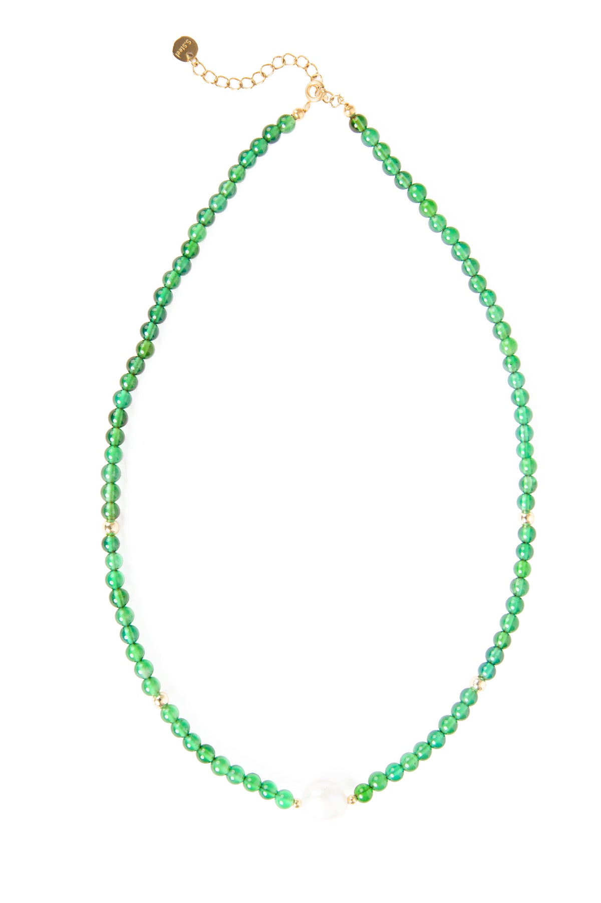 Perlen Kette "Audrey" grüner Chalcedon