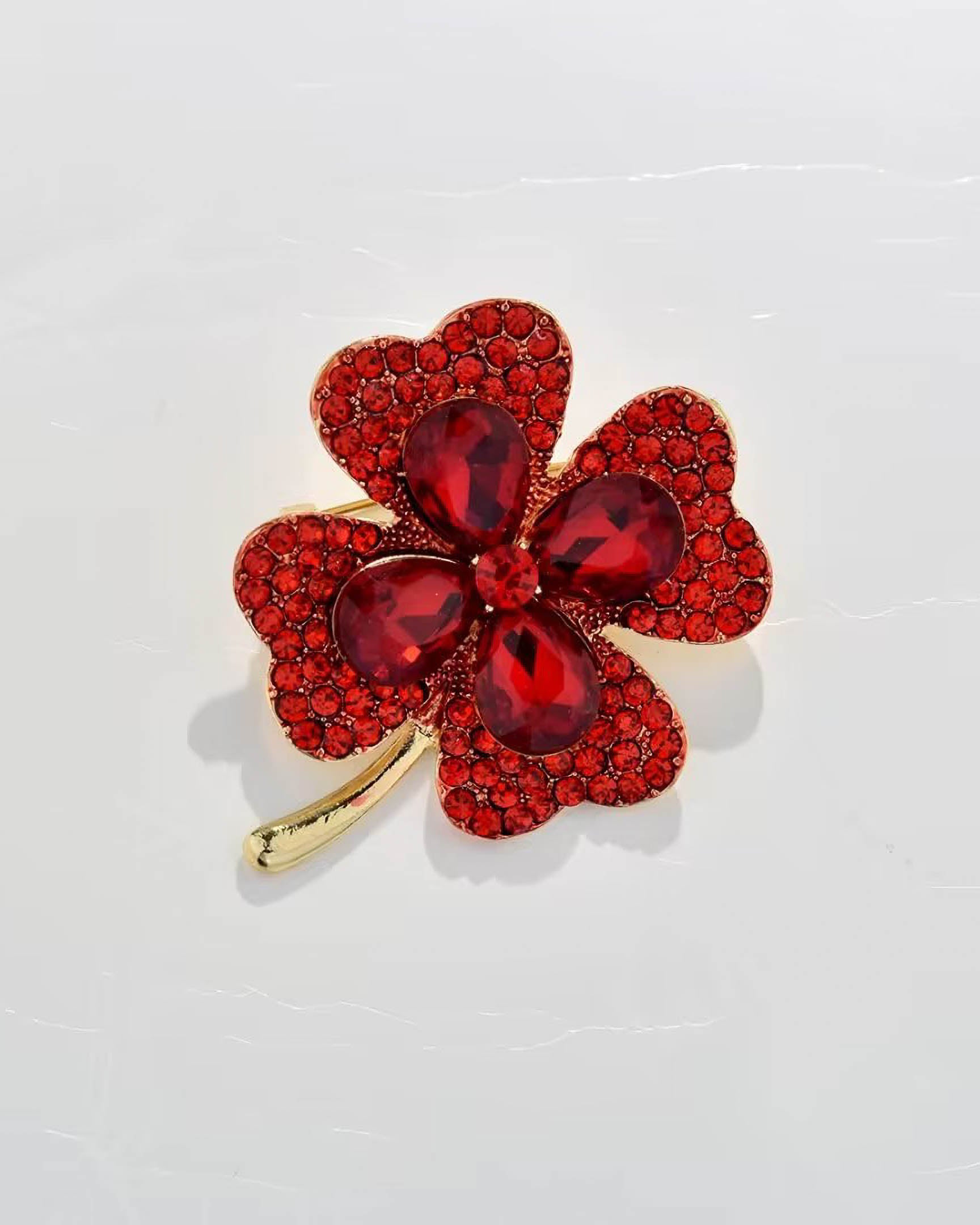 Kirsch-Brosche Aus Metall & Emaille – Rot, Handgefertigt, Ca. 22x25 Mm, Mit Sicherem Stiftverschluss