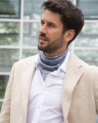 Men's silk scarf paisley light blue