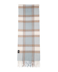 Scarf 100% cashmere, tartan light blue, taupe, white