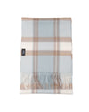 Scarf 100% cashmere, tartan light blue, taupe, white