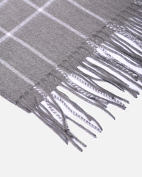 Écharpe en cachemire à carreaux fins gris