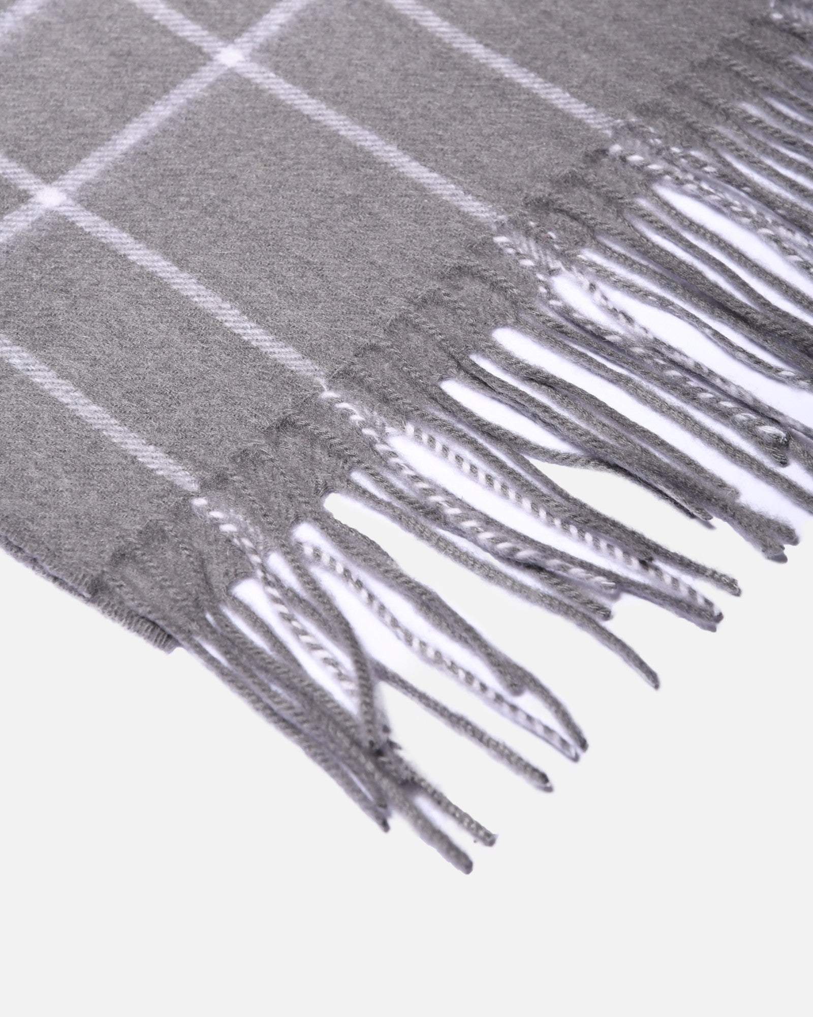 Écharpe en cachemire à carreaux fins gris