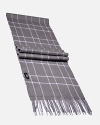 Écharpe en cachemire à carreaux fins gris