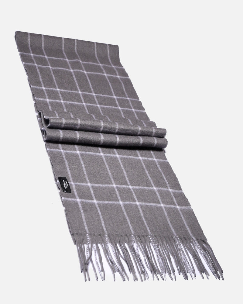 Écharpe en cachemire à carreaux fins gris