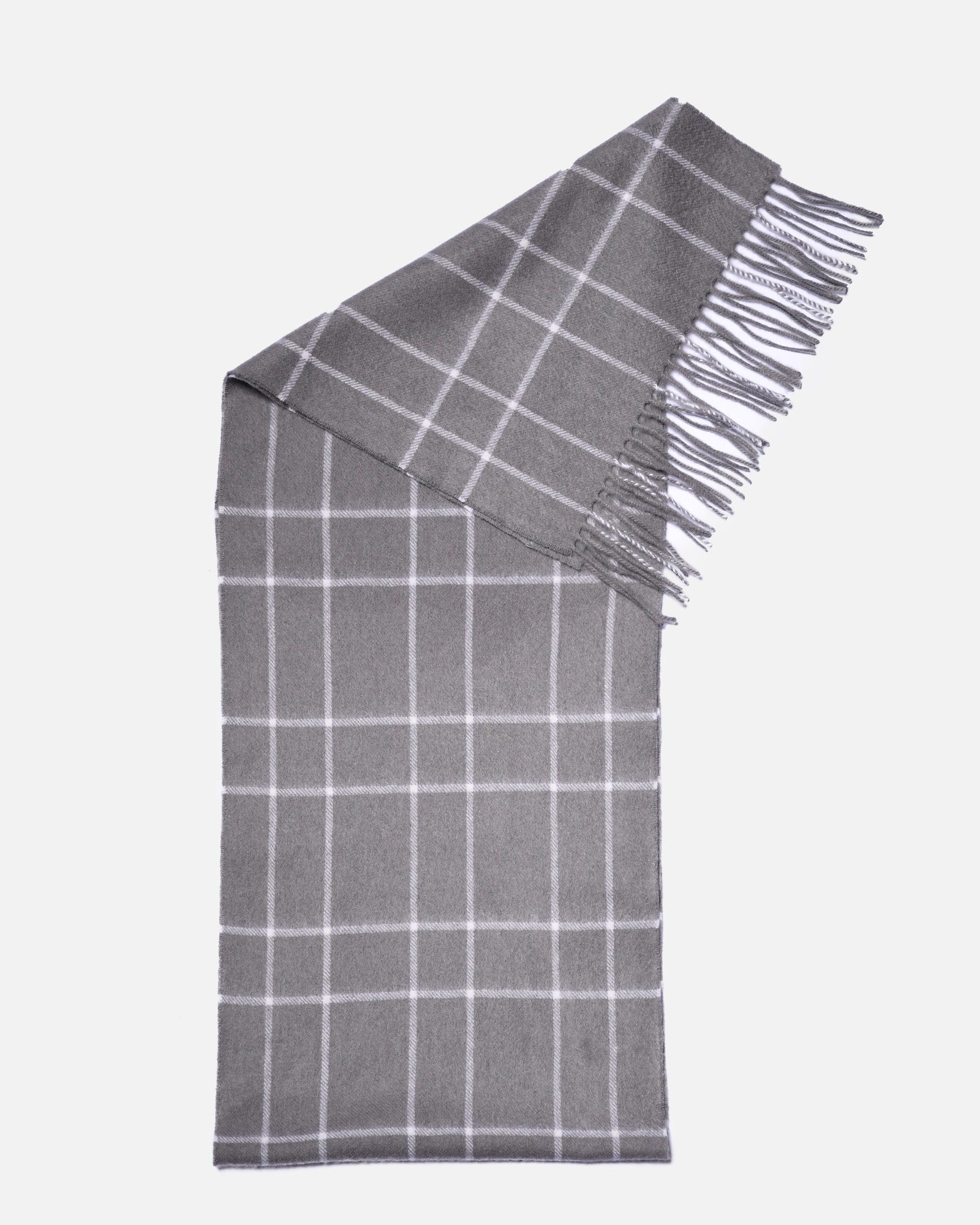 Écharpe en cachemire à carreaux fins gris