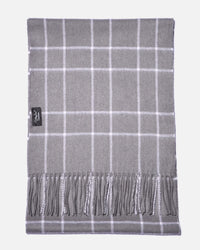 Écharpe en cachemire à carreaux fins gris