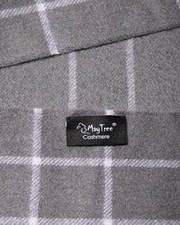 Écharpe en cachemire à carreaux fins gris