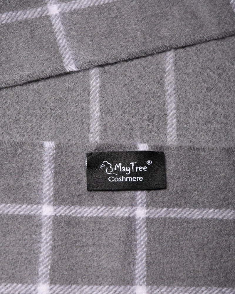 Écharpe en cachemire à carreaux fins gris