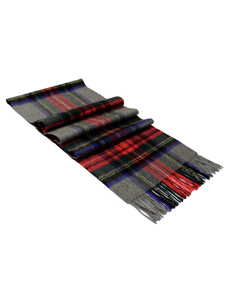 Cashmere scarf tartan red gray