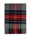 Cashmere scarf tartan red gray