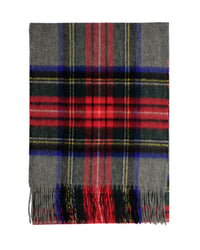 Cashmere scarf tartan red gray