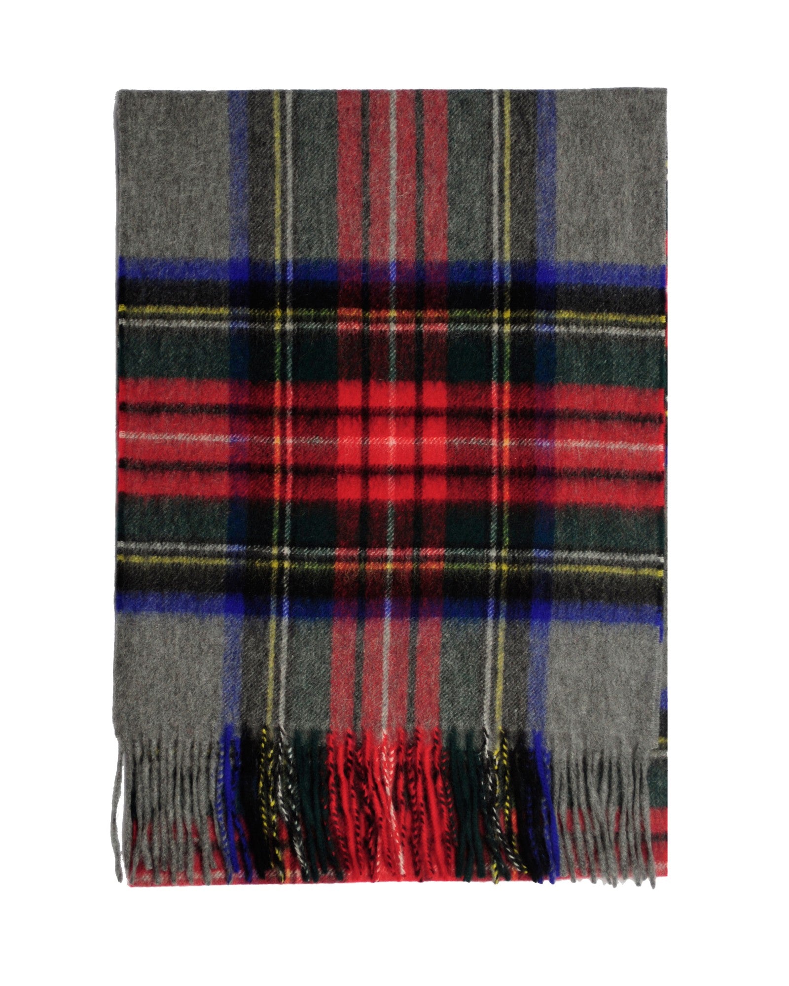 Cashmere scarf tartan red gray